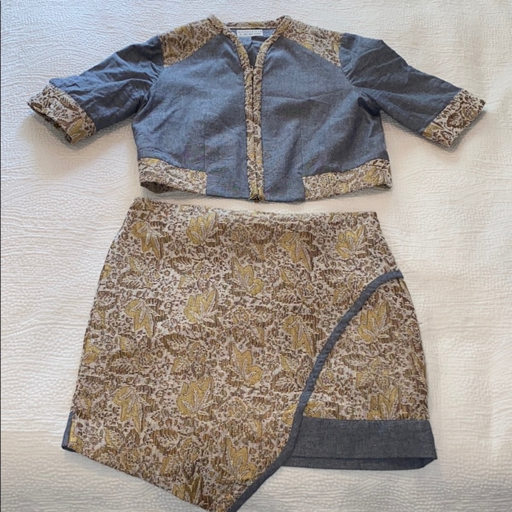 Misha Vaidya two piece jacquard chambray set